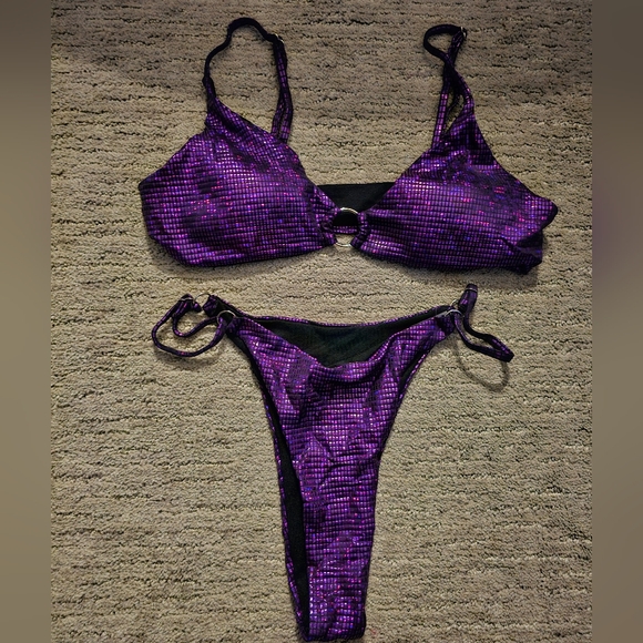 Other - Purple Sequin Bikini Set Size Small